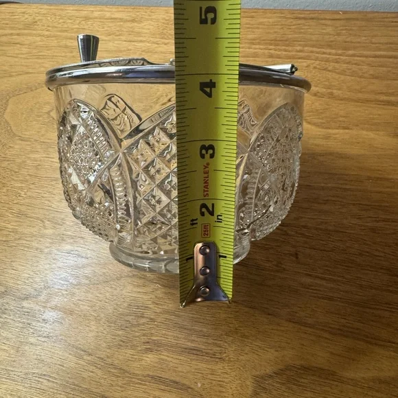 Vintage Soda Fountain Crystal Fruit Toppings Bowl, Flip Top Lid Sugar Bowl - Picture 7 of 7